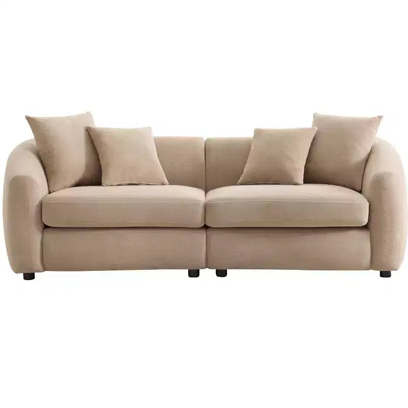 87" Modern 3-Seater Wooden Velvet Upholstered Sofa