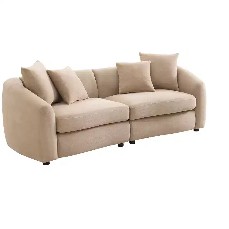 87" Modern 3-Seater Wooden Velvet Upholstered Sofa