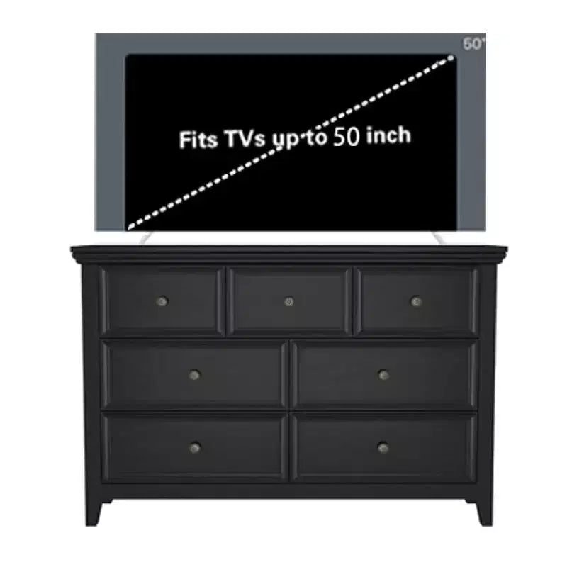 Black Dresser, Modern Dresser for Bedroom, 7 Chest Drawer Nightstand, Large Capacity Wood Cabinet for Bedroom, Living Room, Closets, Hallway