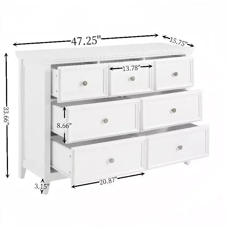 Black Dresser, Modern Dresser for Bedroom, 7 Chest Drawer Nightstand, Large Capacity Wood Cabinet for Bedroom, Living Room, Closets, Hallway