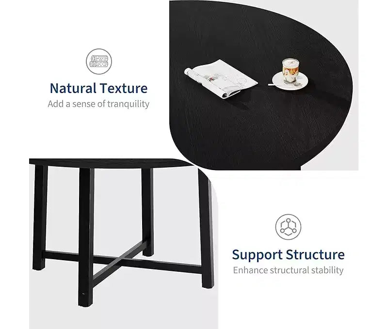 Round Dining Table for 4-47 Wood Circle Dinner Table with Metal Frame, Farmhouse Kitchen Dining Room Furniture for Home