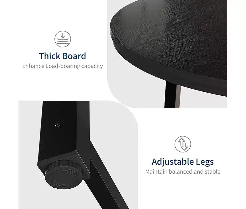 Round Dining Table for 4-47 Wood Circle Dinner Table with Metal Frame, Farmhouse Kitchen Dining Room Furniture for Home