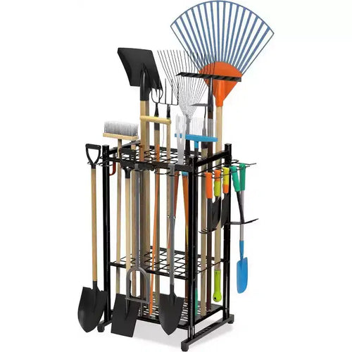 28 in Garden Tool Organizer, 2 Tier Yard Tool Storage Rack,Steel Yard Tool Racks To Store Long Handled Tools,Garage Tool Stand,Tool Holder