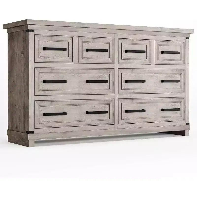 Farmhouse 8 Drawer Dresser, Rustic Wood Chest Organizer for Bedroom, Closet, Living Room, Hallway