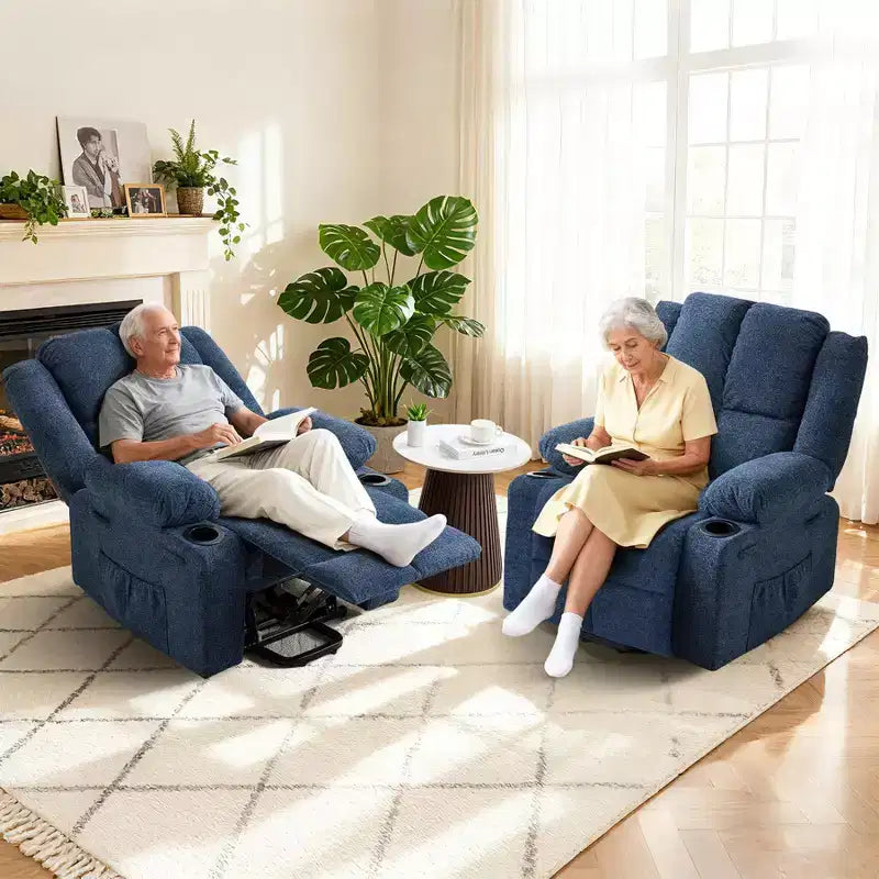 Power Lift Recliner Chair for Elderly, Oversized Electric Recliner with Massage, Heat, Lay Flat, Stand Assist, 2 Cup Holders