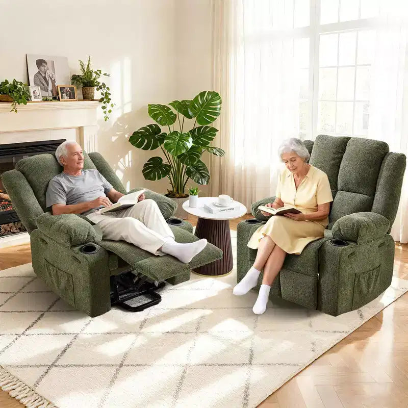 Power Lift Recliner Chair for Elderly, Oversized Electric Recliner with Massage, Heat, Lay Flat, Stand Assist, 2 Cup Holders
