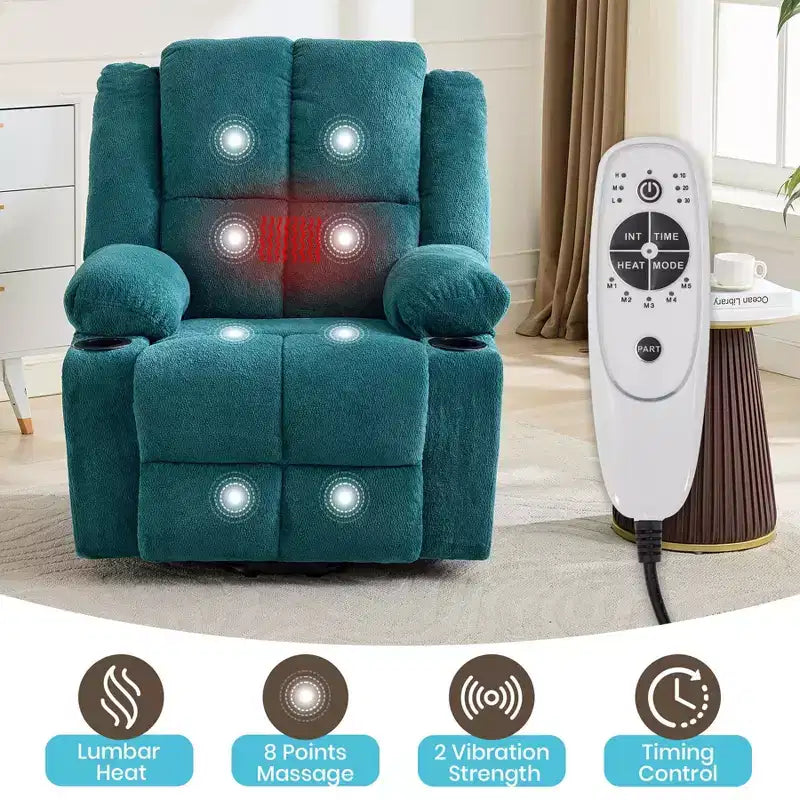 Power Lift Recliner Chair for Elderly, Oversized Electric Recliner with Massage, Heat, Lay Flat, Stand Assist, 2 Cup Holders
