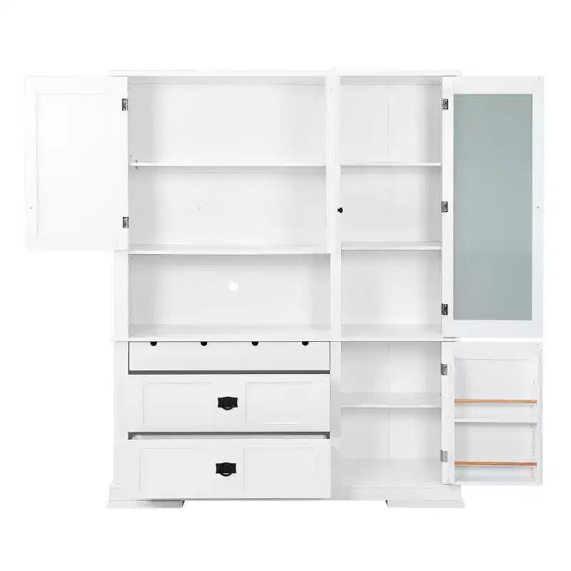 63.3" Freestanding Large Kitchen Pantry Cabinet, Microwave Cabinet with Drawers, Adjustable Shelves for Kitchen or Dining Room