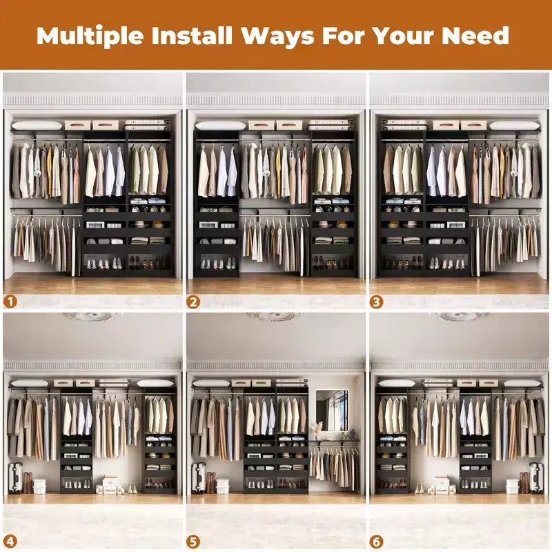 Set of Two 80-120" Closet System with Door and Wooden Drawers