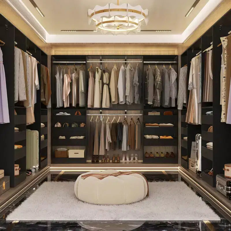 Set of Two 80-120" Closet System with Door and Wooden Drawers