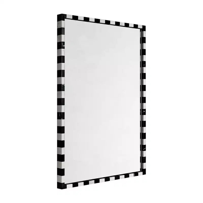 Decorative Marble Rectangular Wall Mirror in Bold Black and White Checkerboard Pattern 20 x 30", Perfect for Bathroom, Entryway