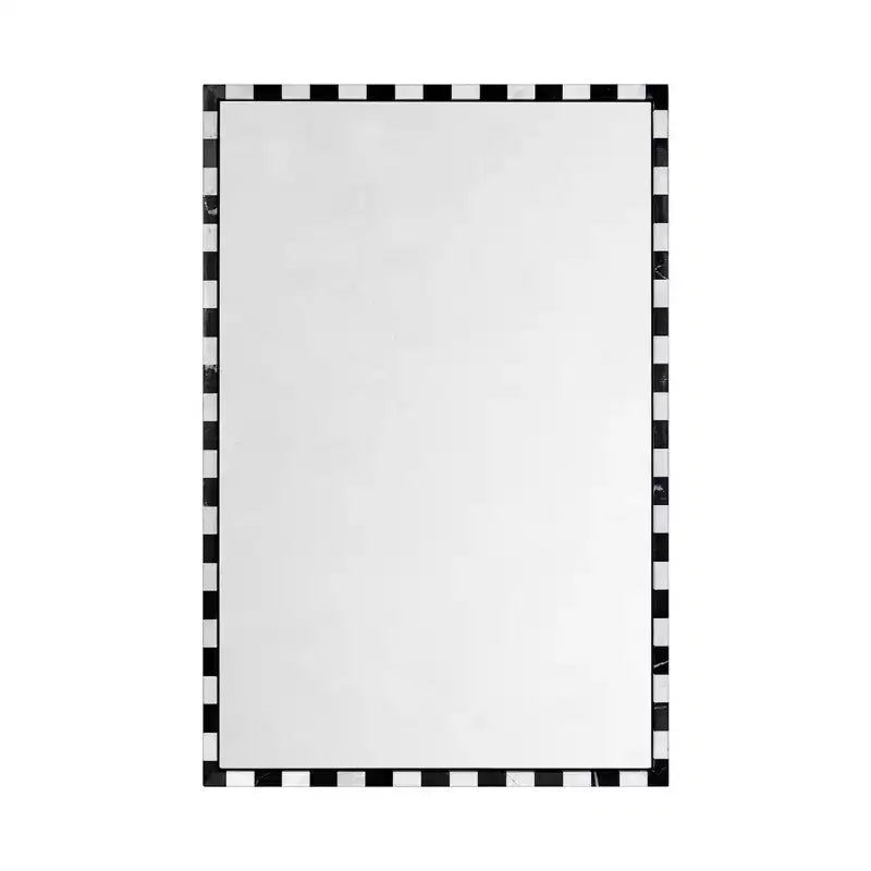 Decorative Marble Rectangular Wall Mirror in Bold Black and White Checkerboard Pattern 20 x 30", Perfect for Bathroom, Entryway