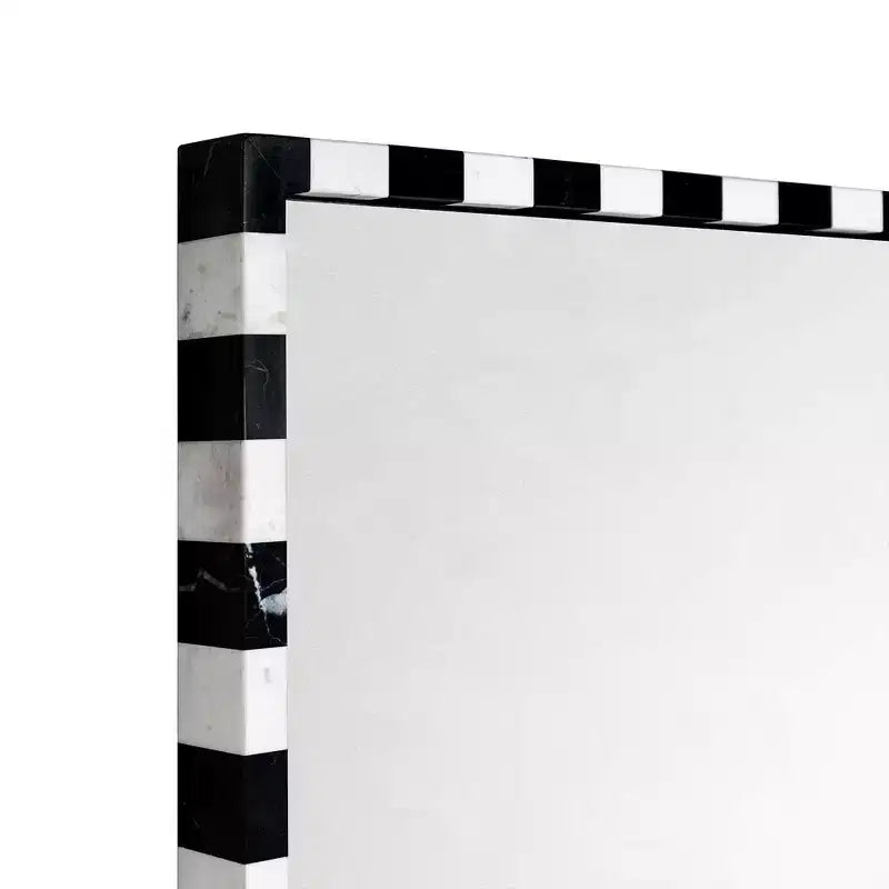 Decorative Marble Rectangular Wall Mirror in Bold Black and White Checkerboard Pattern 20 x 30", Perfect for Bathroom, Entryway