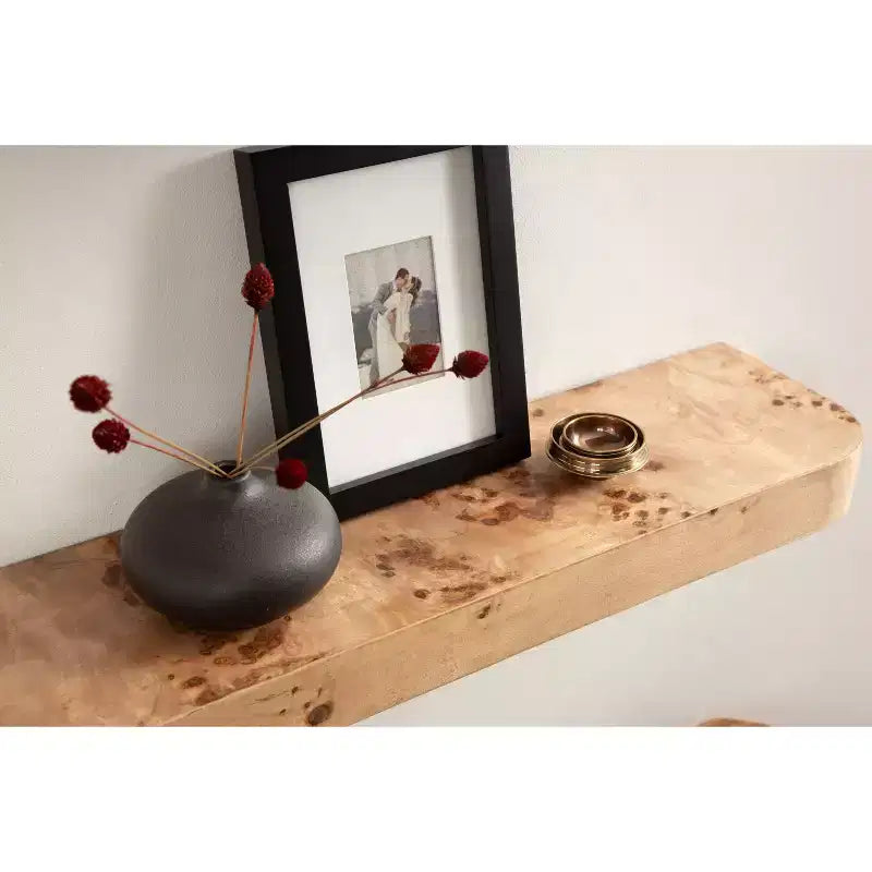 Floating Wall Shelves, Natural Burlwood, 2 Piece 24 Inch