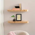 Floating Wall Shelves, Natural Burlwood, 2 Piece 24 Inch