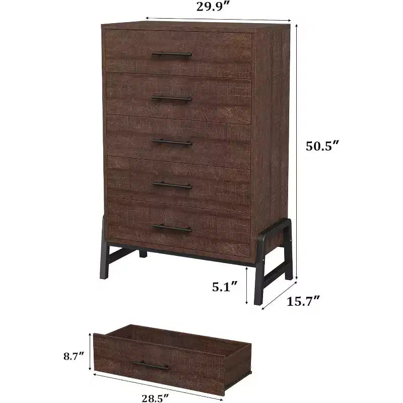 6 Drawer Dresser, Tall Storage Cabinet with Modern Angled Legs for Bedroom or Living Room, 46.6"