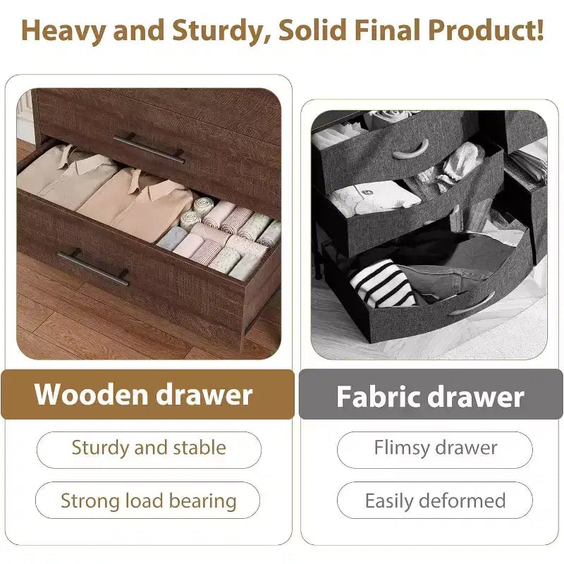 6 Drawer Dresser, Tall Storage Cabinet with Modern Angled Legs for Bedroom or Living Room, 46.6"