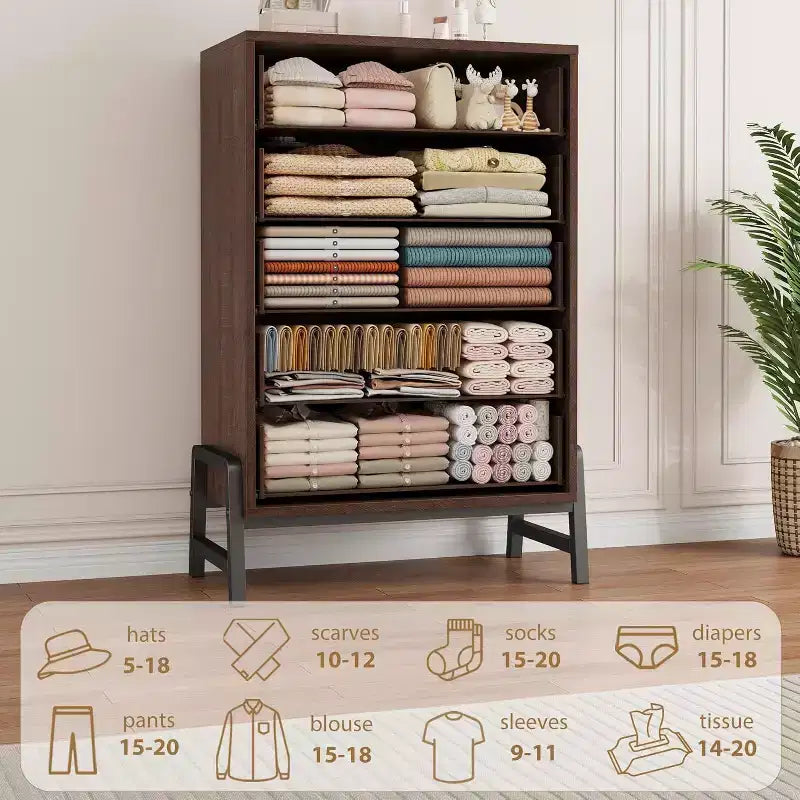 6 Drawer Dresser, Tall Storage Cabinet with Modern Angled Legs for Bedroom or Living Room, 46.6"