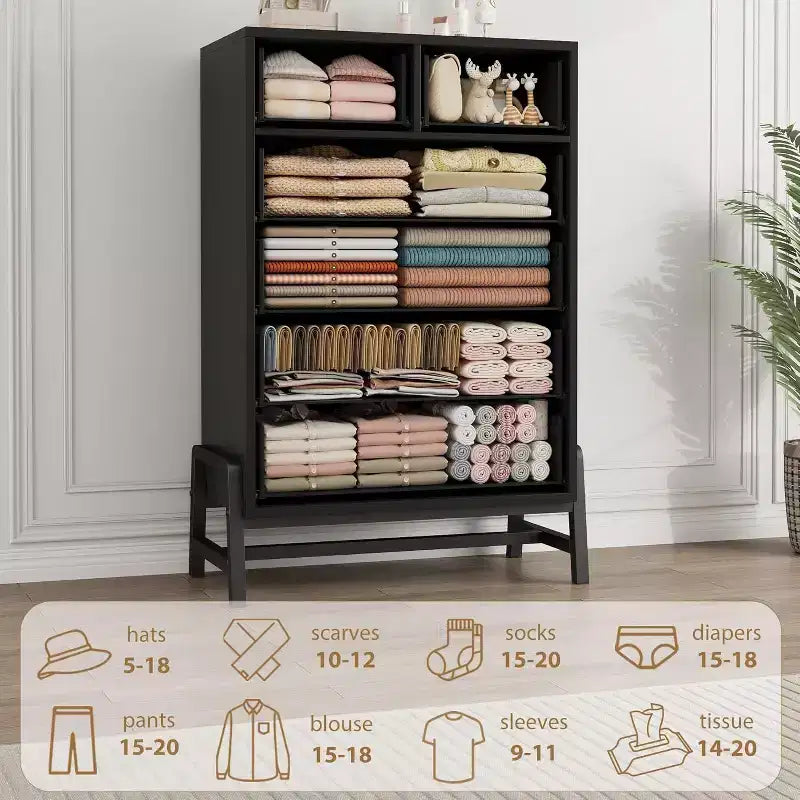 6 Drawer Dresser, Tall Storage Cabinet with Modern Angled Legs for Bedroom or Living Room, 46.6"