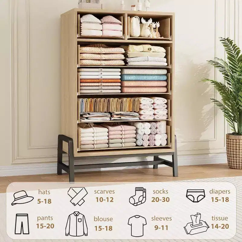 6 Drawer Dresser, Tall Storage Cabinet with Modern Angled Legs for Bedroom or Living Room, 46.6"
