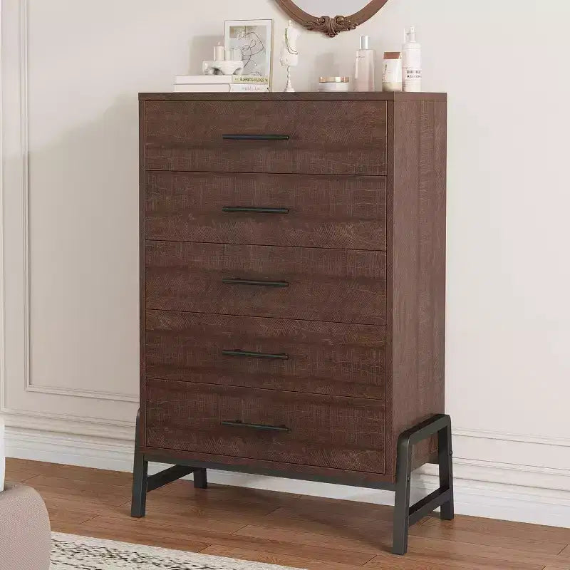 6 Drawer Dresser, Tall Storage Cabinet with Modern Angled Legs for Bedroom or Living Room, 46.6"