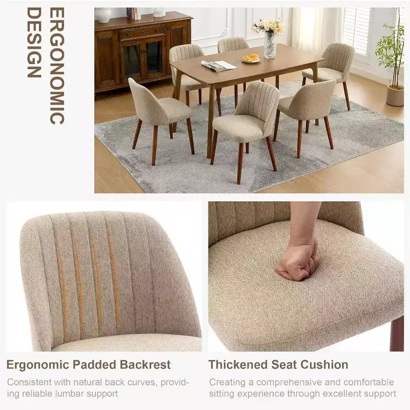 2Pack Dining Chairs, Accent Chair with Comfy Padded & Sturdy Wood Legs, for Kitchen, Dining Room, Restaurant & Cafe