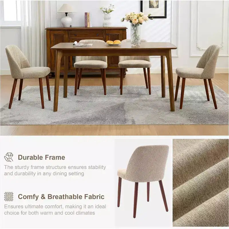 2Pack Dining Chairs, Accent Chair with Comfy Padded & Sturdy Wood Legs, for Kitchen, Dining Room, Restaurant & Cafe