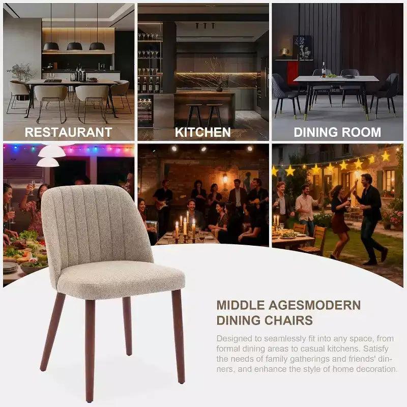 2Pack Dining Chairs, Accent Chair with Comfy Padded & Sturdy Wood Legs, for Kitchen, Dining Room, Restaurant & Cafe