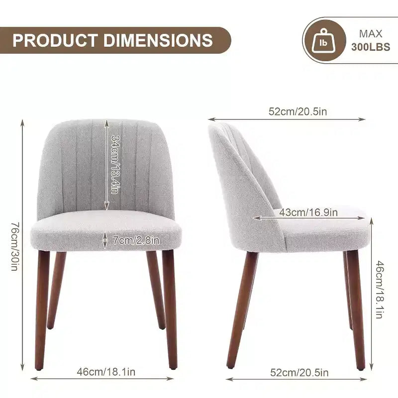 2Pack Dining Chairs, Accent Chair with Comfy Padded & Sturdy Wood Legs, for Kitchen, Dining Room, Restaurant & Cafe
