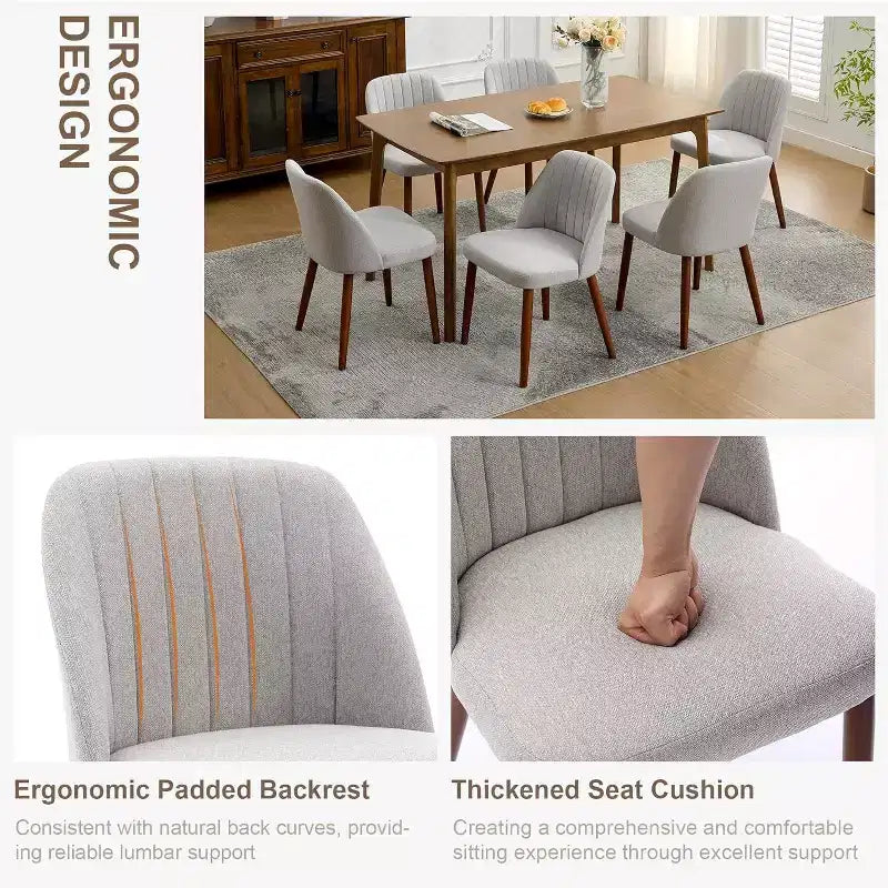 2Pack Dining Chairs, Accent Chair with Comfy Padded & Sturdy Wood Legs, for Kitchen, Dining Room, Restaurant & Cafe