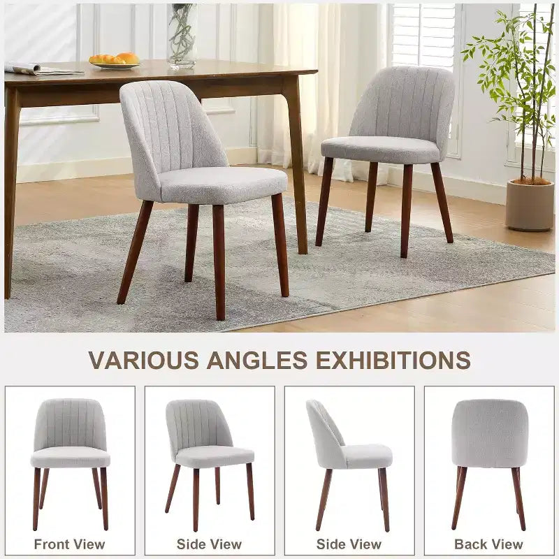 2Pack Dining Chairs, Accent Chair with Comfy Padded & Sturdy Wood Legs, for Kitchen, Dining Room, Restaurant & Cafe