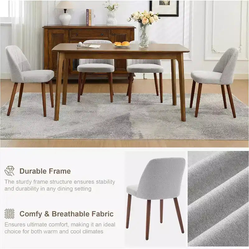 2Pack Dining Chairs, Accent Chair with Comfy Padded & Sturdy Wood Legs, for Kitchen, Dining Room, Restaurant & Cafe