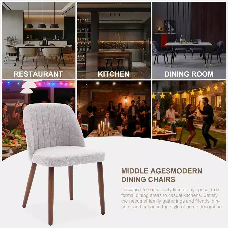 2Pack Dining Chairs, Accent Chair with Comfy Padded & Sturdy Wood Legs, for Kitchen, Dining Room, Restaurant & Cafe