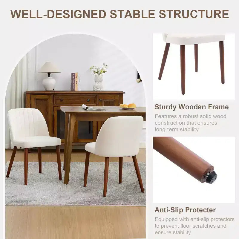2Pack Dining Chairs, Accent Chair with Comfy Padded & Sturdy Wood Legs, for Kitchen, Dining Room, Restaurant & Cafe