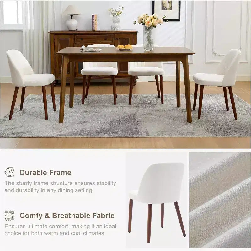 2Pack Dining Chairs, Accent Chair with Comfy Padded & Sturdy Wood Legs, for Kitchen, Dining Room, Restaurant & Cafe
