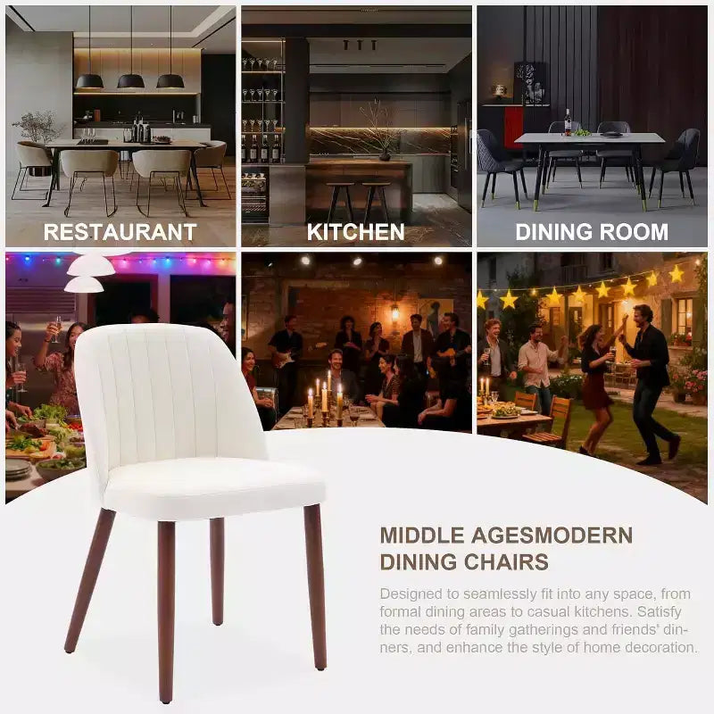2Pack Dining Chairs, Accent Chair with Comfy Padded & Sturdy Wood Legs, for Kitchen, Dining Room, Restaurant & Cafe