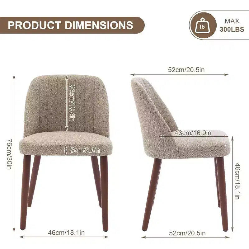 2Pack Dining Chairs, Accent Chair with Comfy Padded & Sturdy Wood Legs, for Kitchen, Dining Room, Restaurant & Cafe
