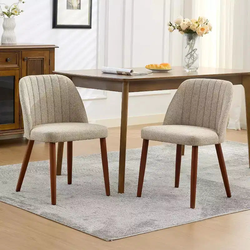 2Pack Dining Chairs, Accent Chair with Comfy Padded & Sturdy Wood Legs, for Kitchen, Dining Room, Restaurant & Cafe