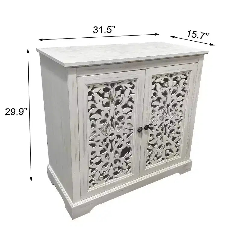 Kitchen Storage Cabinet with 2 Hollow Carved DoorsSideboard Buffet, Console Table, Accent Liquor Cabinet for Dining Room or Living Room