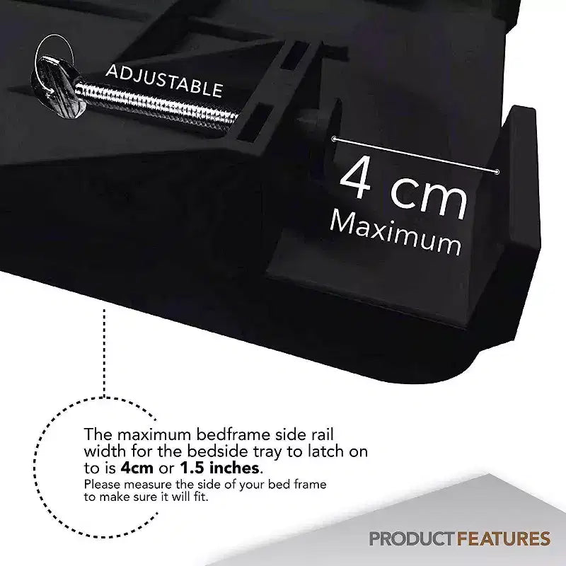 Bedside Shelf with Cord and Cup Holder (Black)