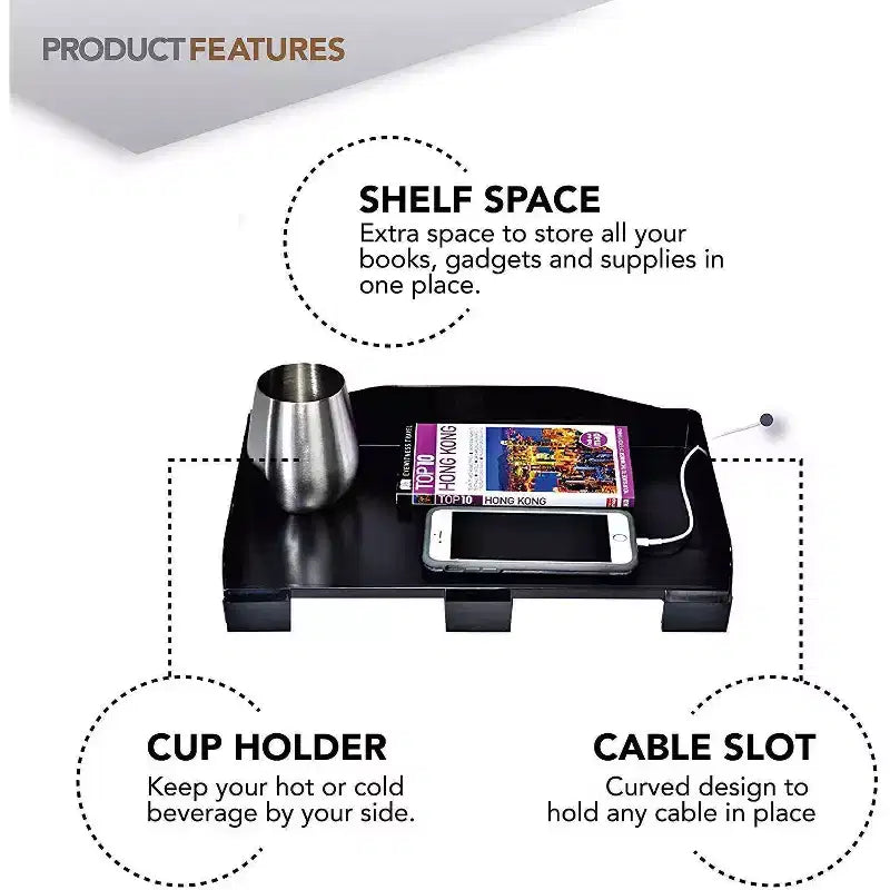 Bedside Shelf with Cord and Cup Holder (Black)