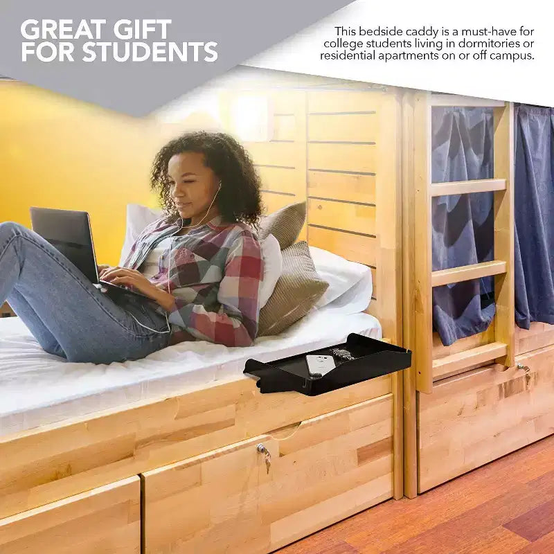 Bedside Shelf with Cord and Cup Holder (Black)