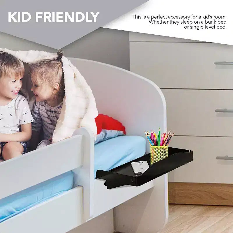 Bedside Shelf with Cord and Cup Holder (Black)