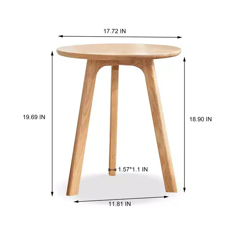 Modern Coffee Table with 100% Oak Wood Frame, 17.7" Low Round Side Table for Living Room, Easy to Assemble, Natural