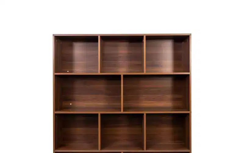 4-Tier Tall Bookshelf with 10 Cubes and 3 Doors, Open Shelf Bookcase with Storage Cabinet for Living Room, Office