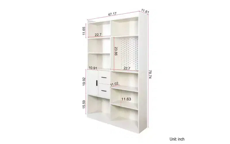 4-Tier Tall Bookshelf with 10 Cubes and 3 Doors, Open Shelf Bookcase with Storage Cabinet for Living Room, Office