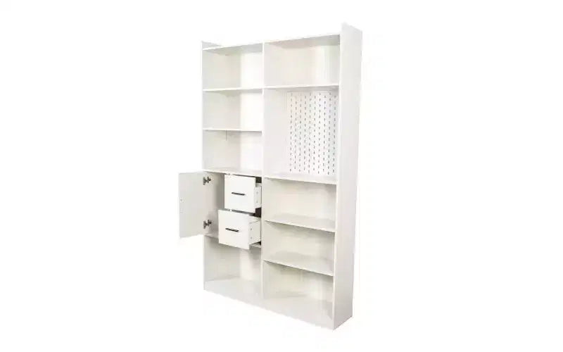 4-Tier Tall Bookshelf with 10 Cubes and 3 Doors, Open Shelf Bookcase with Storage Cabinet for Living Room, Office