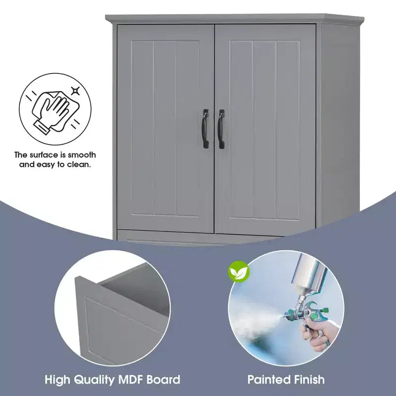 Bathroom Storage Cabinet With 2 Laundry Baskets,Tall Anti-Tipping Tilt-Out Double Doors Hidden Laundry Hamper Cabinet With 2 Doors & 1 Drawer