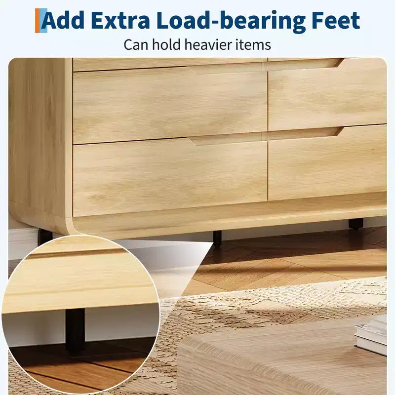 6 Drawers Dresser for Bedroom, 47 Wide Modern Wooden Clothes Dresser with Large Wood Storage, Chest of Drawers