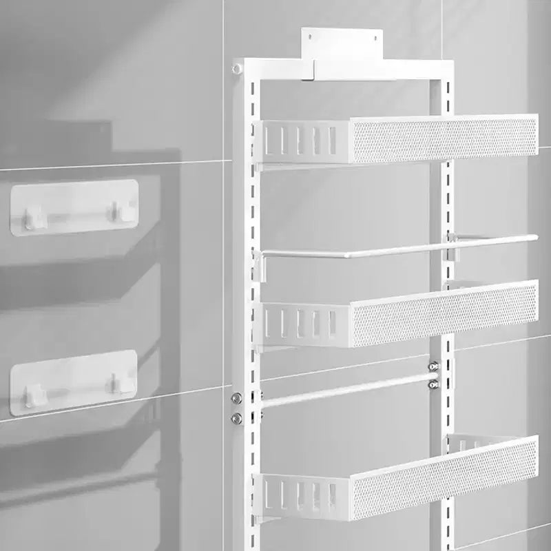 6-Tier Adjustable Over-the-Door Pantry Organizer C Heavy-Duty Metal Hanging Storage Rack with Removable Baskets